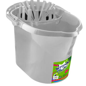 B181 Bettina 15 Litre Oval Mop Bucket Metallic Silver with Wringer