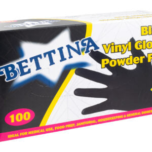B411 Bettina 100pc Black Vinyl Gloves Powder Free S/M/L/XL