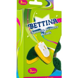 B155RG3 Bettina 3pc Green Refill Sponge Scourer Heads NOT Suitable For Delicate Surfaces