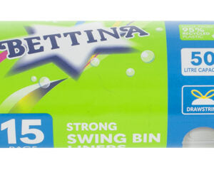 B196 BETTINA 15pc Strong Swing Bin Liners Lemon Fragrance 50L